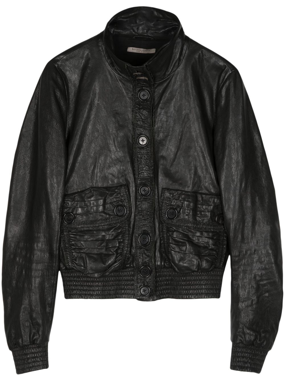 Pre-owned Bottega Veneta 1990-2000s Button-up Leather Jacket In Black