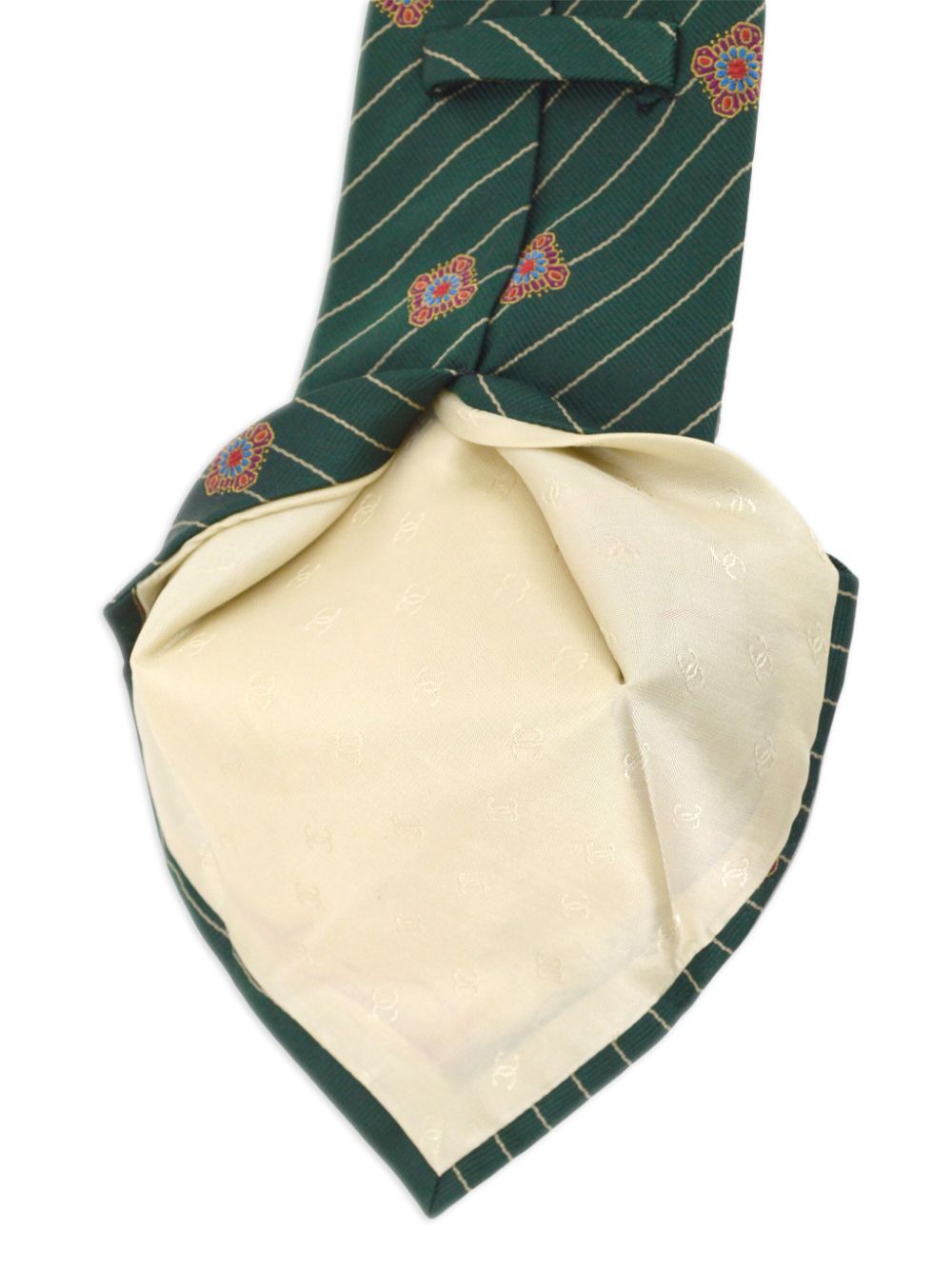 Pre-owned Chanel 1990-2000s Patterned-jacquard Silk Tie In Green