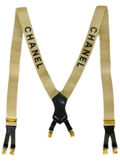 HOT SALE CHANEL 1990-2000s logo-print suspenders Women