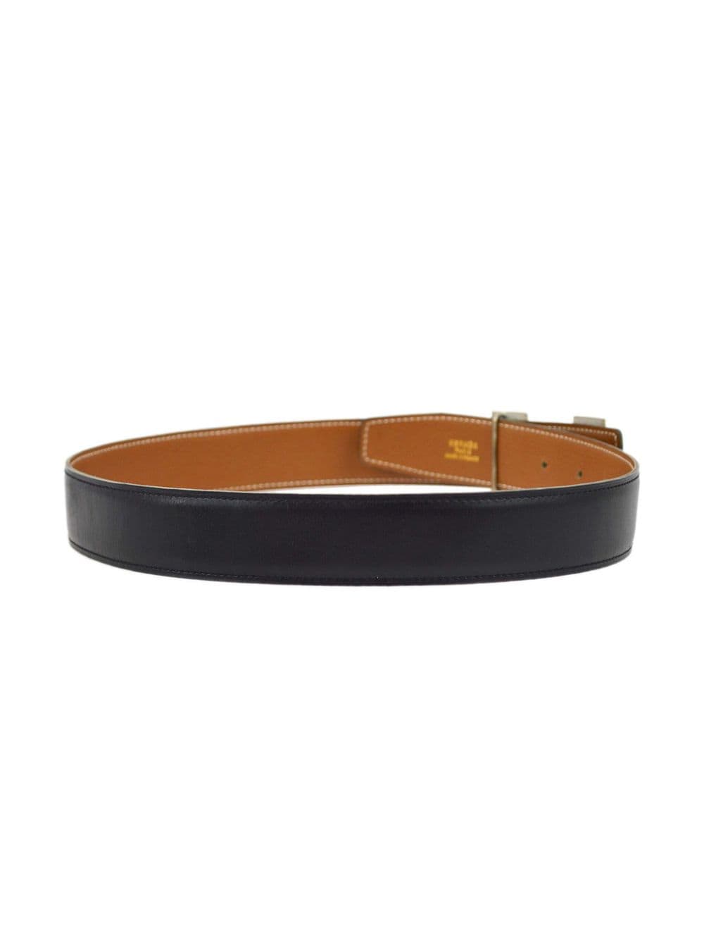 Pre-owned Hermes 1996 Constance Reversible Leather Belt In Black