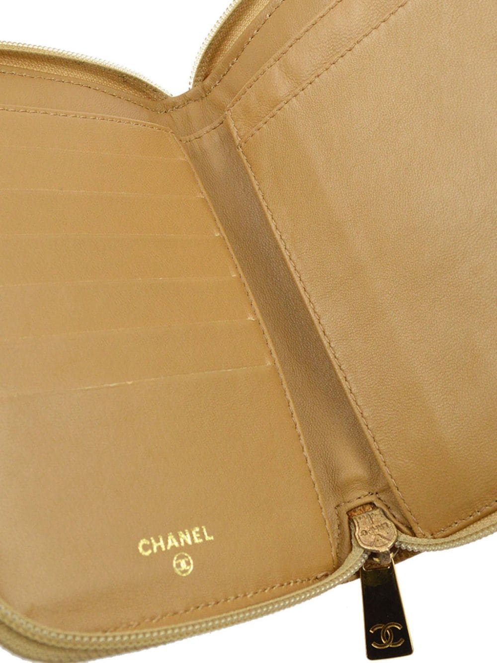 Pre-owned Chanel 2000 Cc-embossed Leather Wallet In Yellow