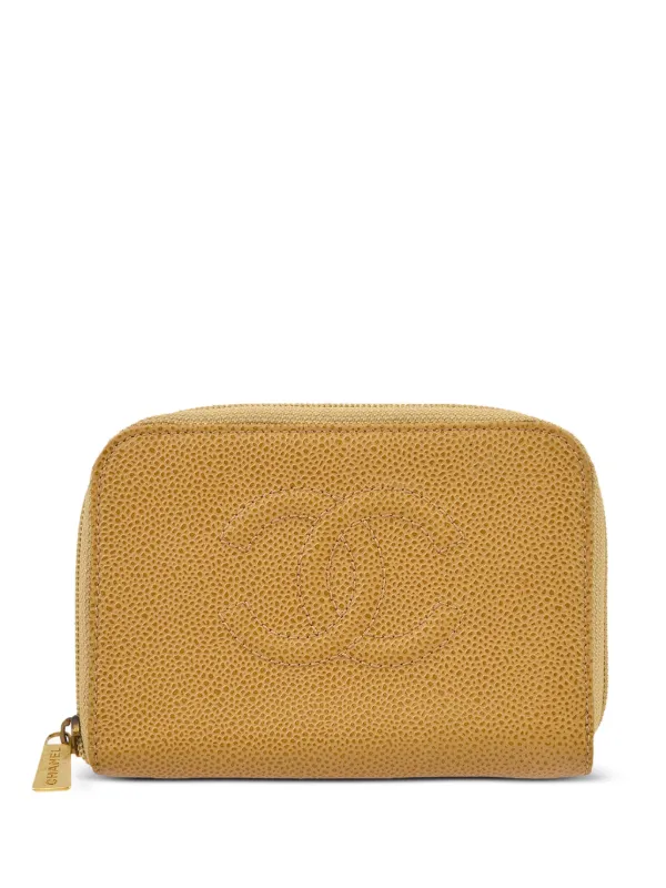 Chanel Pre-owned 2000 Cc-embossed Leather Wallet in Yellow