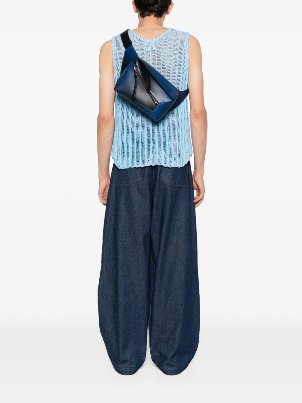 Shop Loewe Small Puzzle Leather Belt Bag In Blue