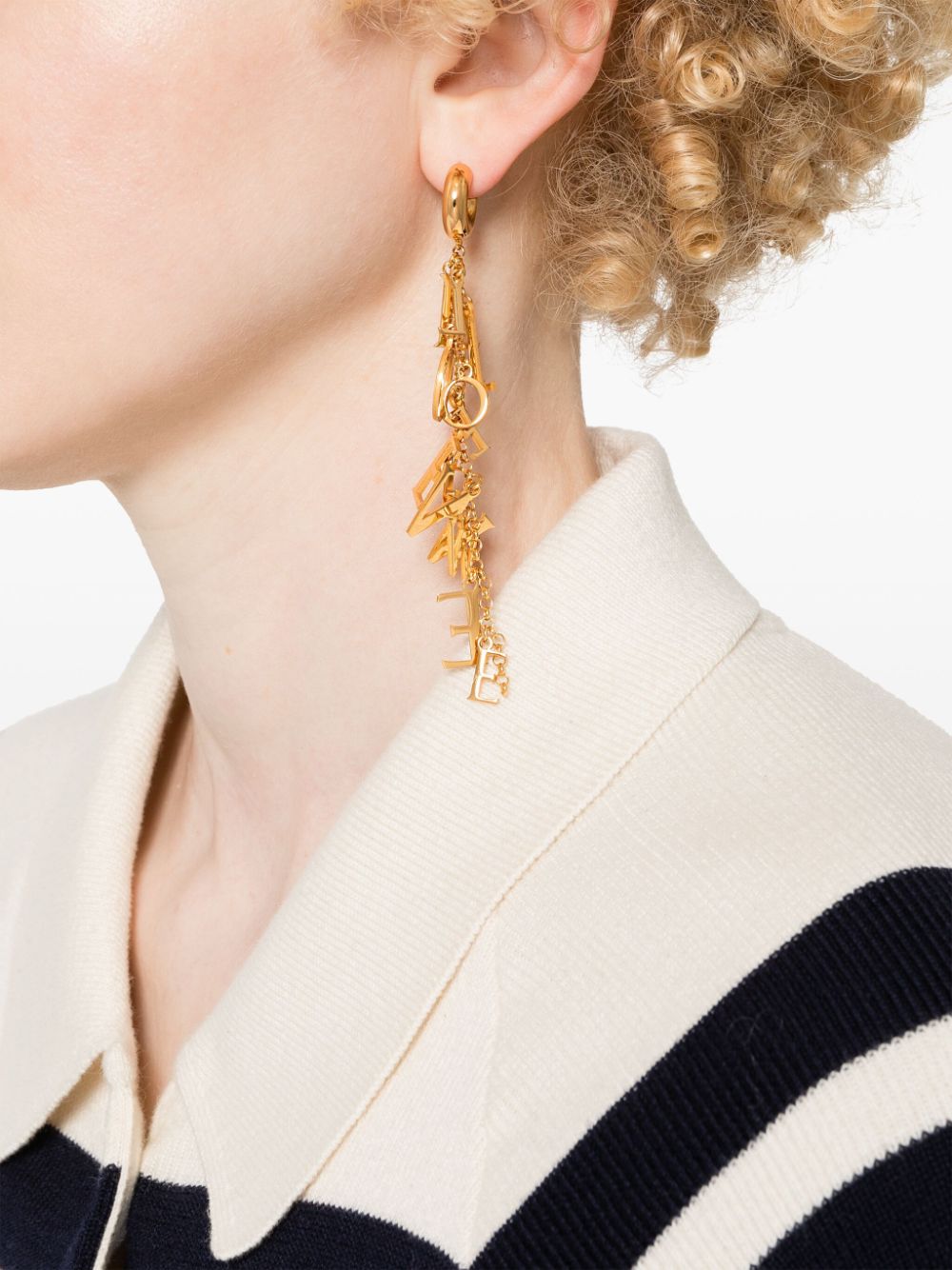 Shop Loewe Logo-lettering Earring In Gold