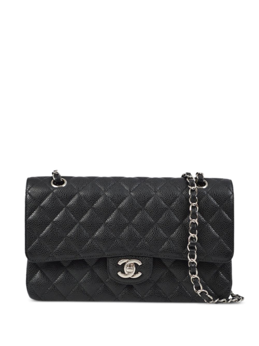 Pre-owned Chanel 2008 Medium Double Flap Shoulder Bag In Black