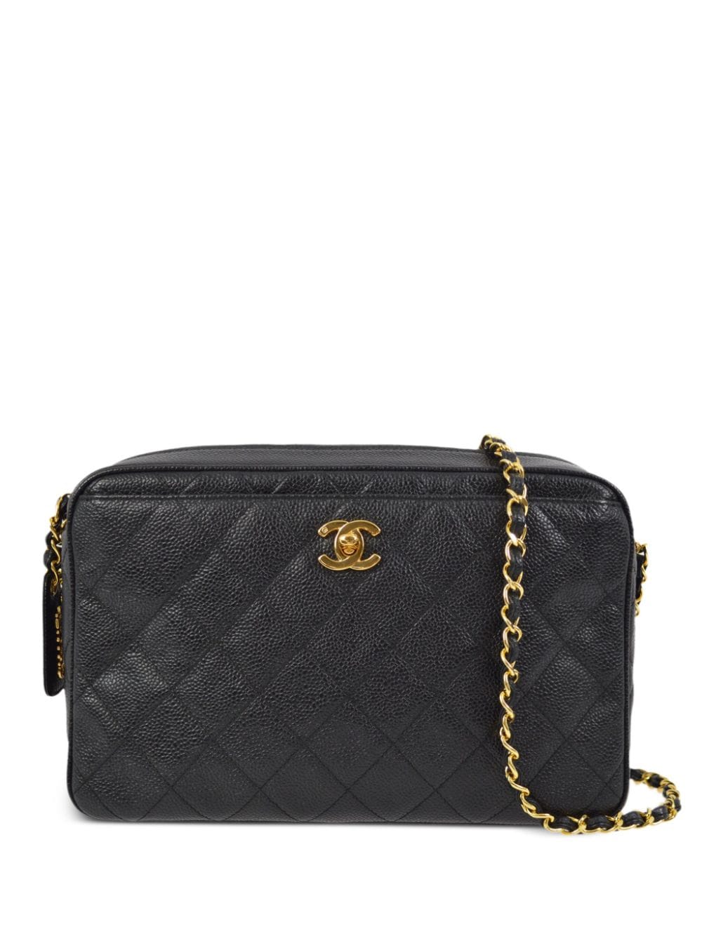 Pre-owned Chanel 1995 Large Diamond-quilted Camera Bag In Black