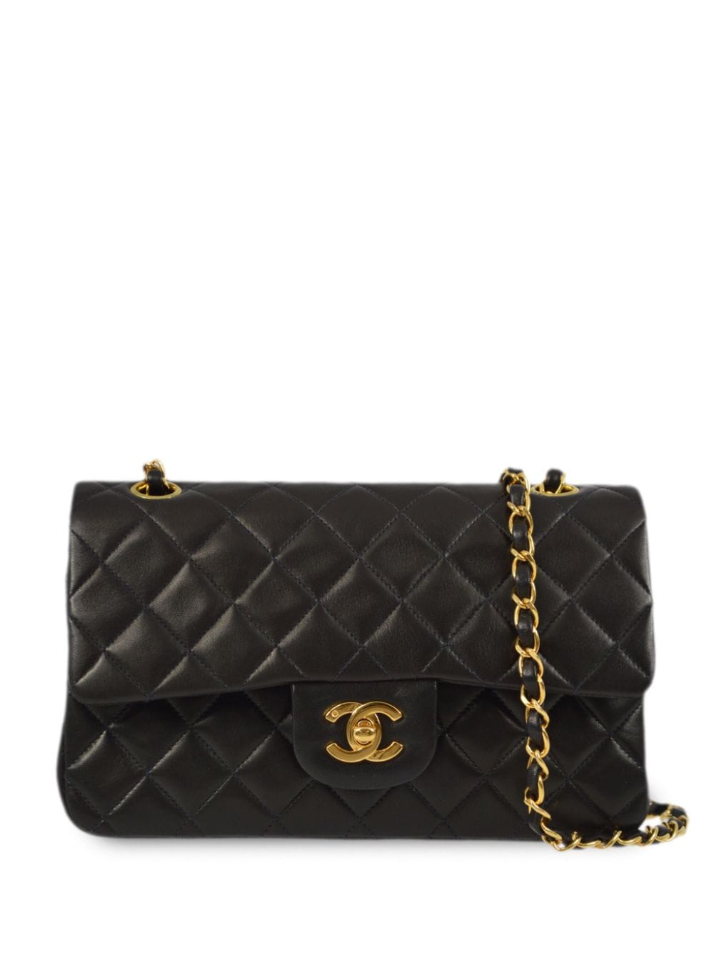 Pre-owned Chanel 1992 Small Double Flap Shoulder Bag In Black