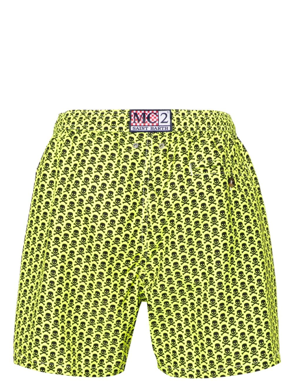 Shop Mc2 Saint Barth Lighting Skull-print Swim Shorts In Yellow