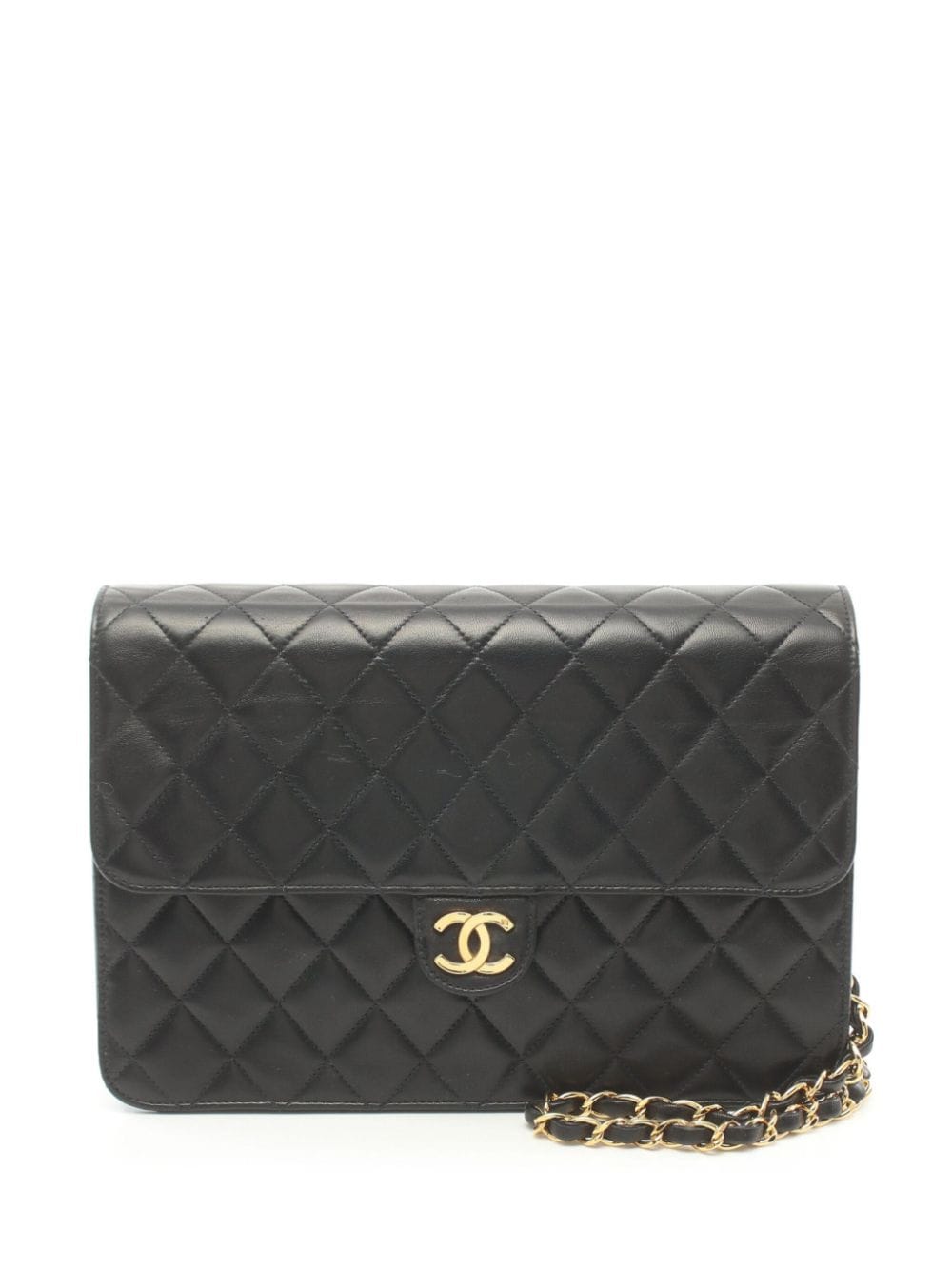 Pre-owned Chanel 1997-1999 Cc Plaque Diamond-quilted Shoulder Bag In Black
