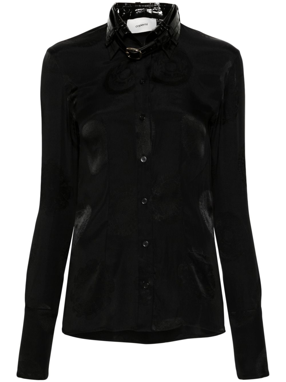 Coperni belted-collar shirt Zwart
