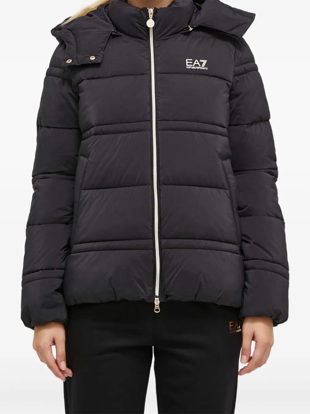 Ea7 Logo-detail Hooded Padded Jacket In Black