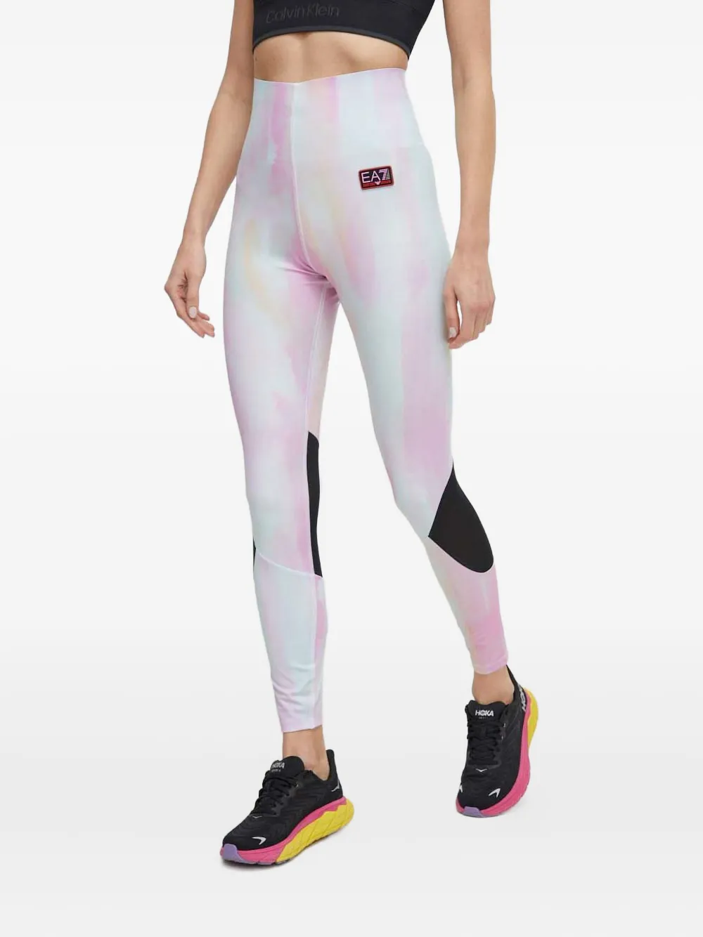 Ea7 Logo-detail Leggings In Pink