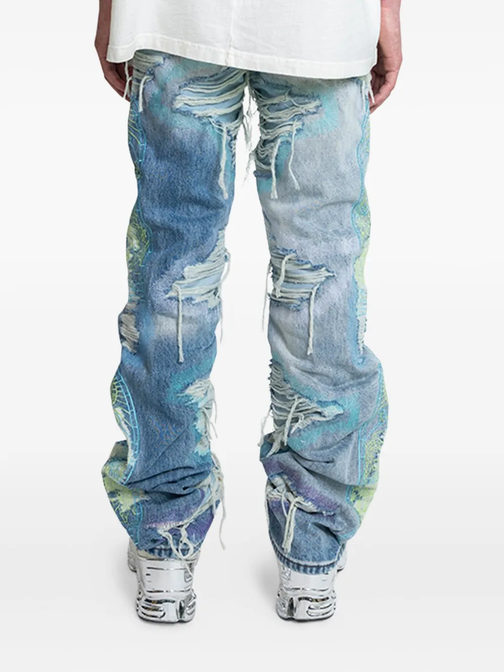 Who Decides War Bestickte Jeans Im Distressed-look In Blue
