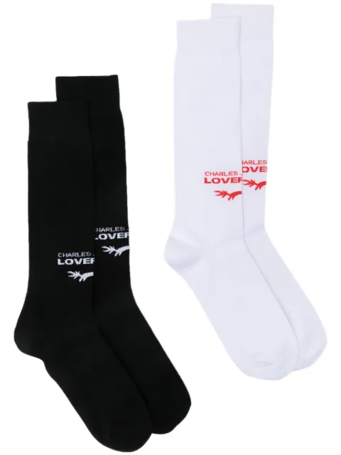 Charles Jeffrey Loverboy set de dos pares de calcetines con logo en intarsia