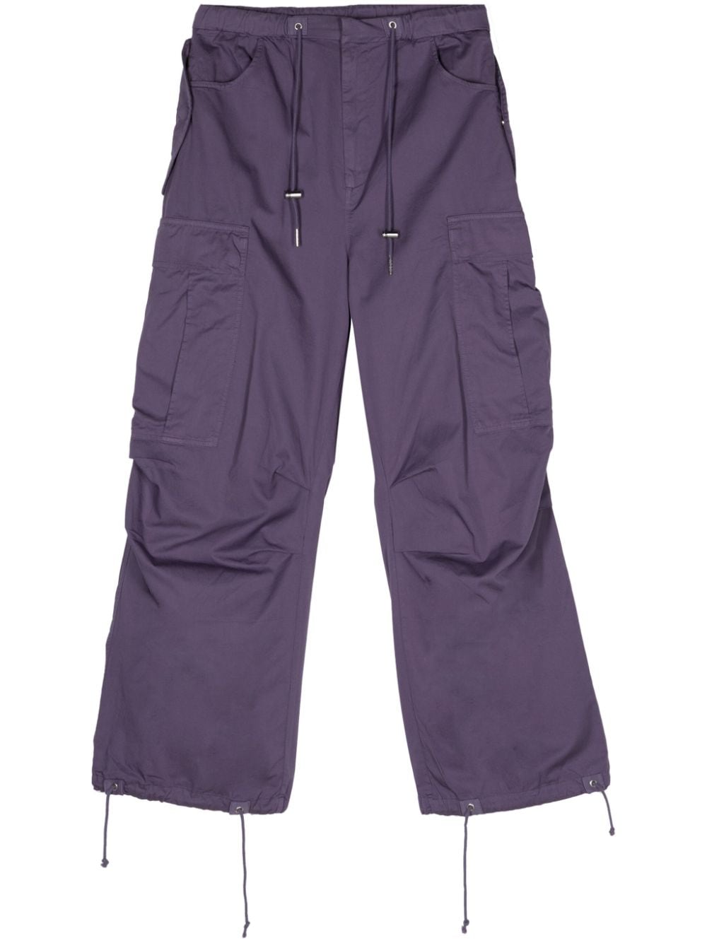 Bluemarble Drawstring-waist Cotton Cargo Trousers In Violett