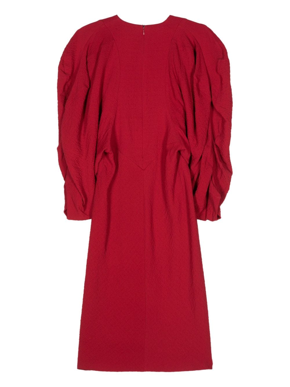 Shop Colville Puff-sleeve Crepe Midi Dress In Red