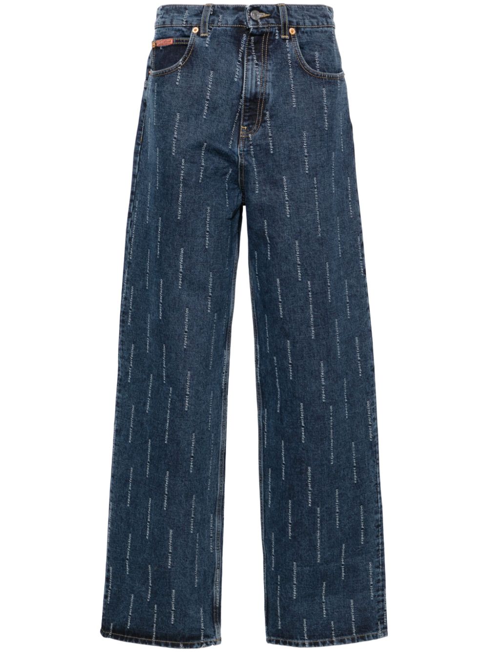 Martine Rose Wide-leg Logo-jacquard Jeans In Blue