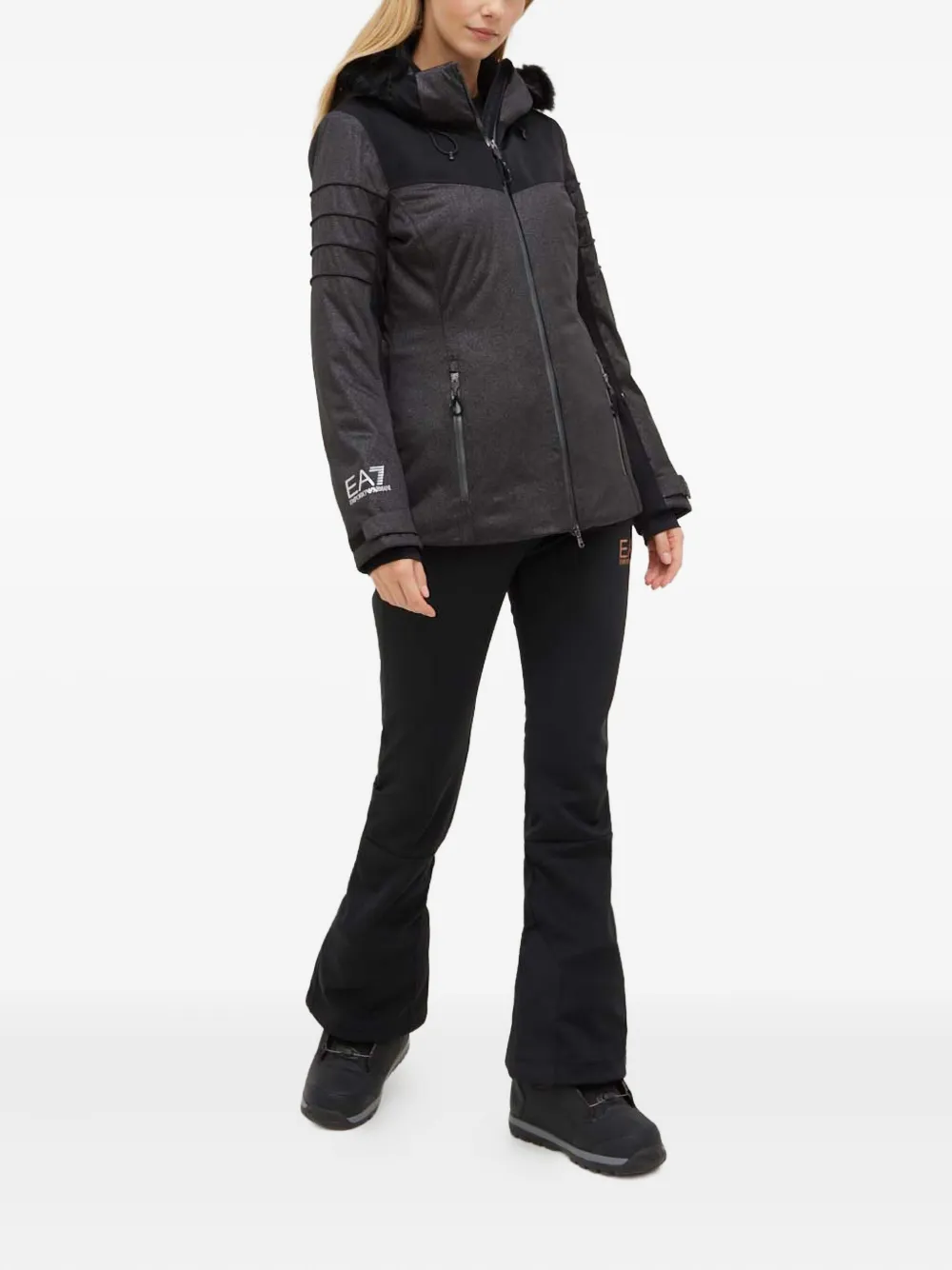 Ea7 Hooded Logo Jacket In Black