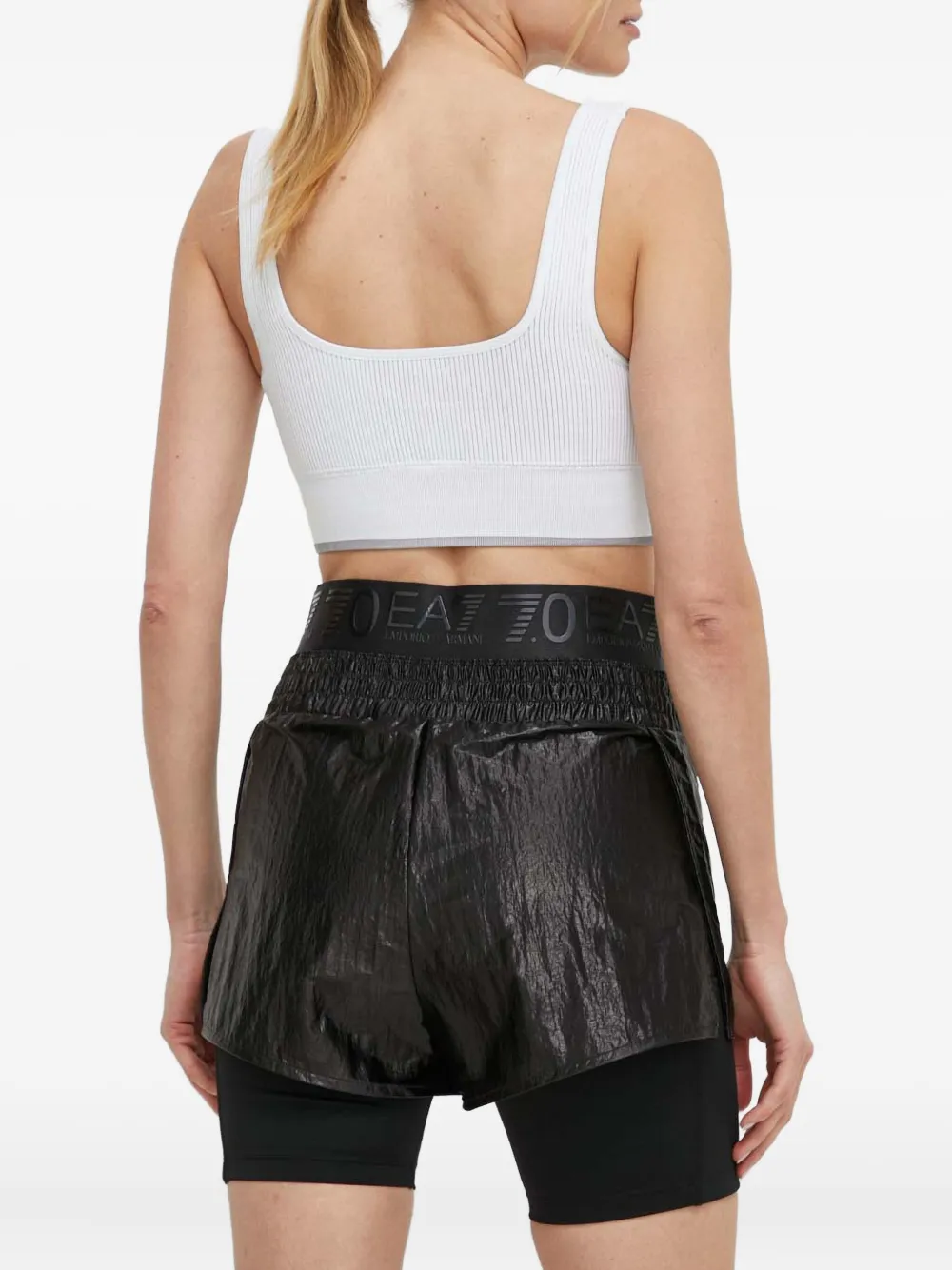 Ea7 Emporio Armani logo-waistband shorts - Zwart
