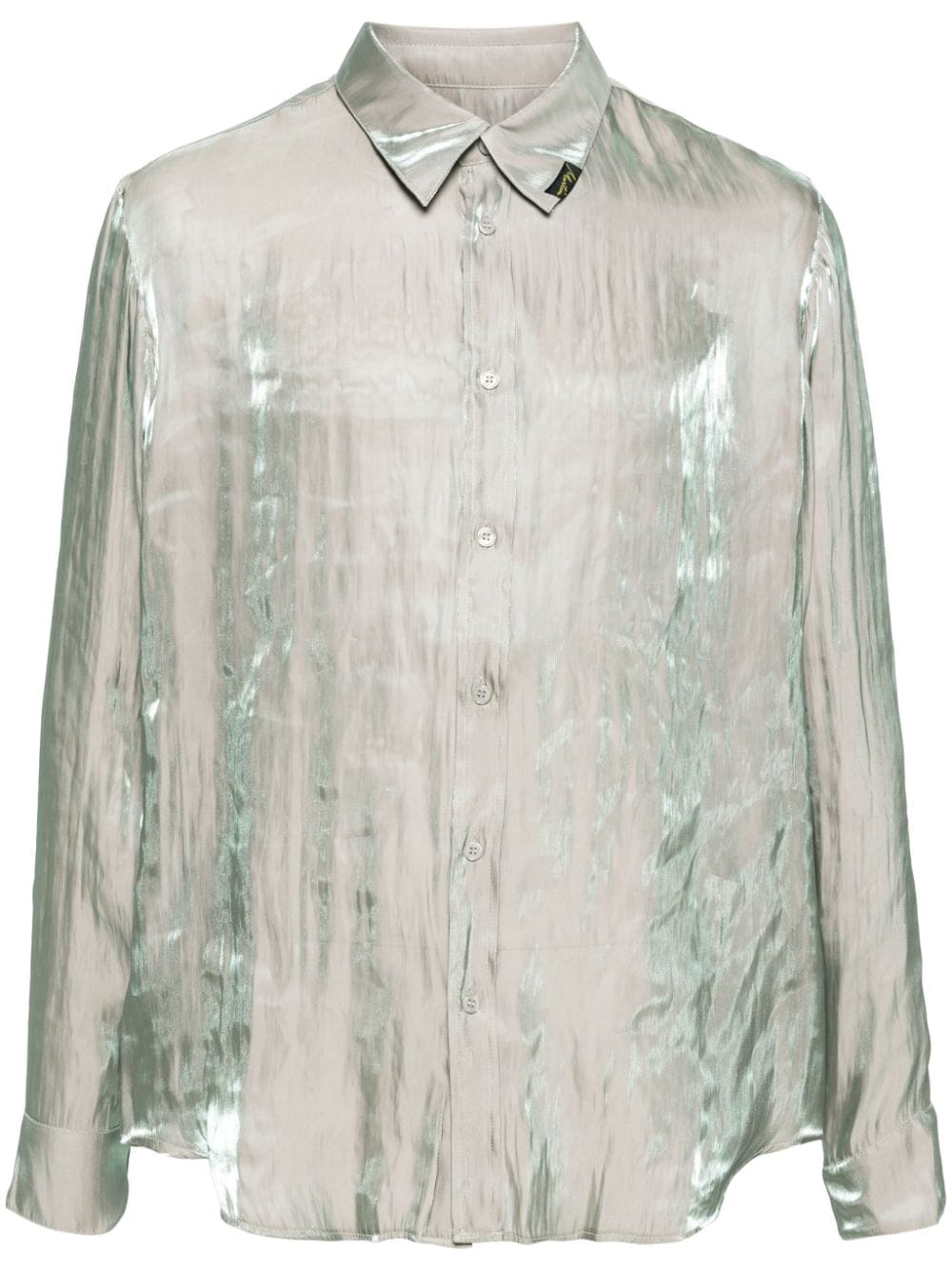Martine Rose Classic-collar Iridescent-effect Shirt In Green