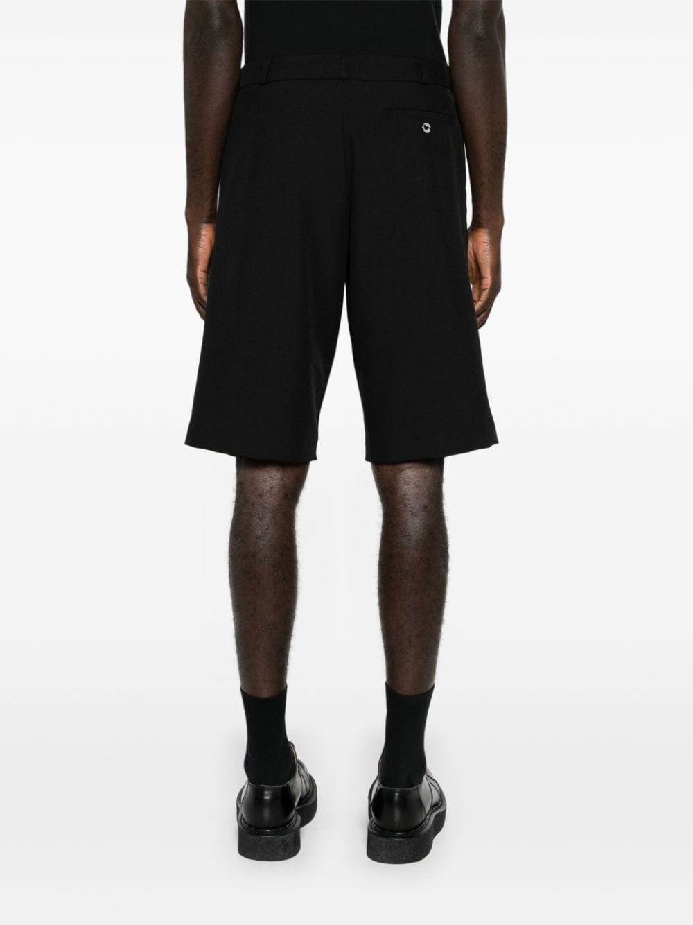 Shop Coperni Logo-plaque Tailored Bermuda Shorts In Black