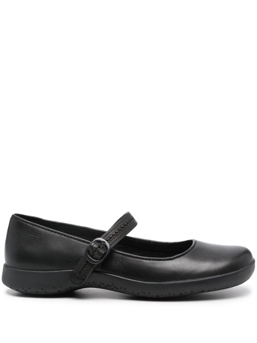 Camper Spiral Comet Leather Ballerina Shoes In Black