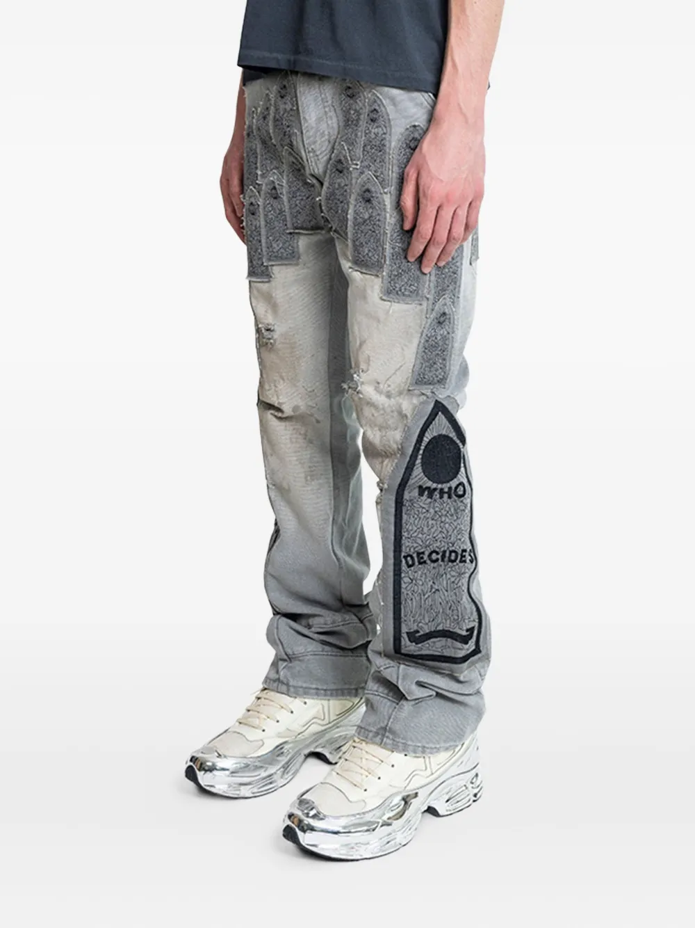 Who Decides War Arch jeans met borduurwerk Grijs