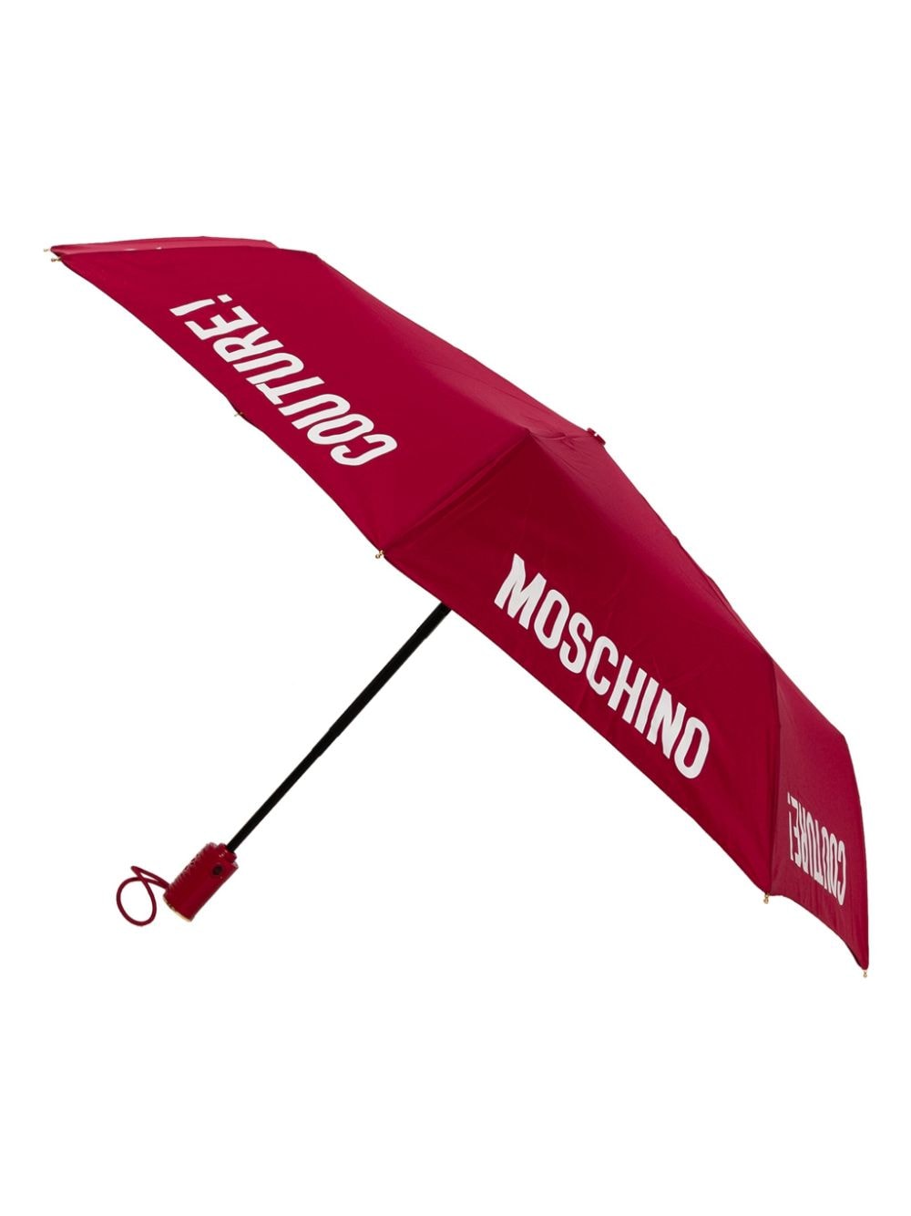 Shop Moschino Logo Lettering-print Foldable Umbrellla In Red