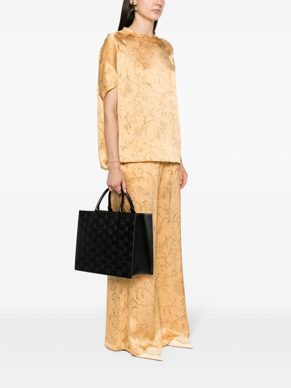 Elisabetta Franchi Grote shopper met monogram Zwart