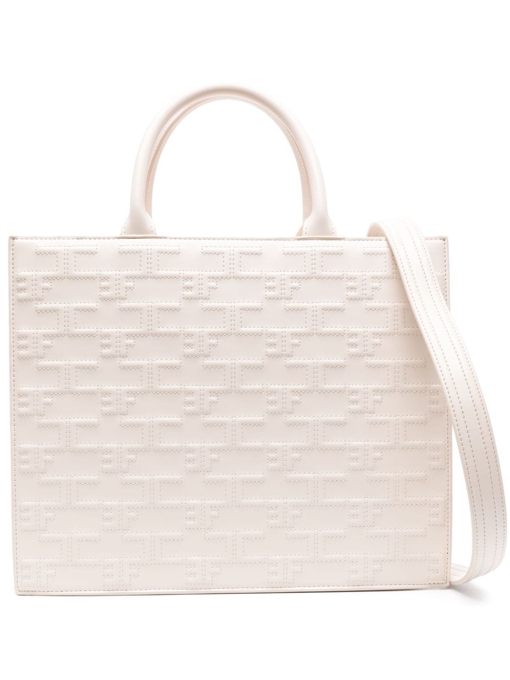 Elisabetta Franchi Embossed-monogram Tote Bag In White