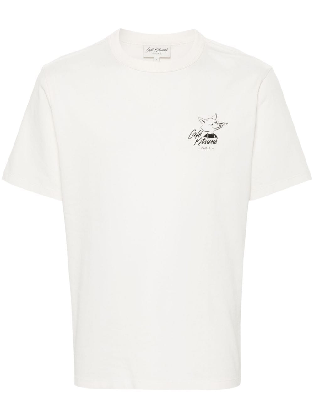 Café Kitsuné T-shirt Mit Logo-print In Weiss