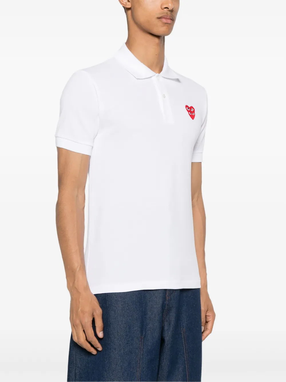 Comme Des Garçons Play Poloshirt met hartpatch Wit
