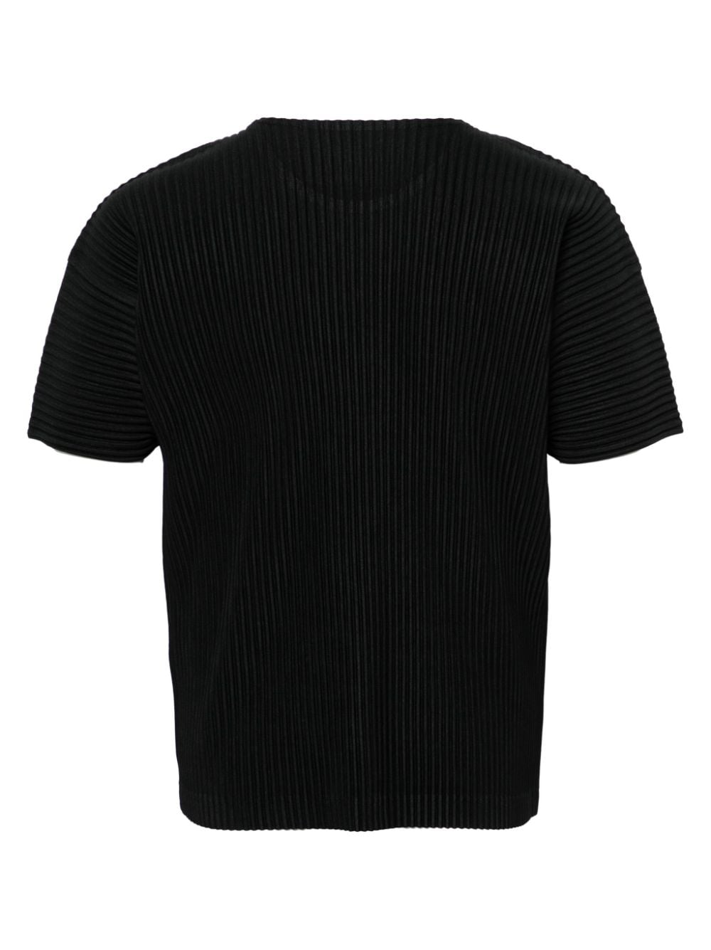 Shop Issey Miyake Plissé-effect Round-neck T-shirt In Black