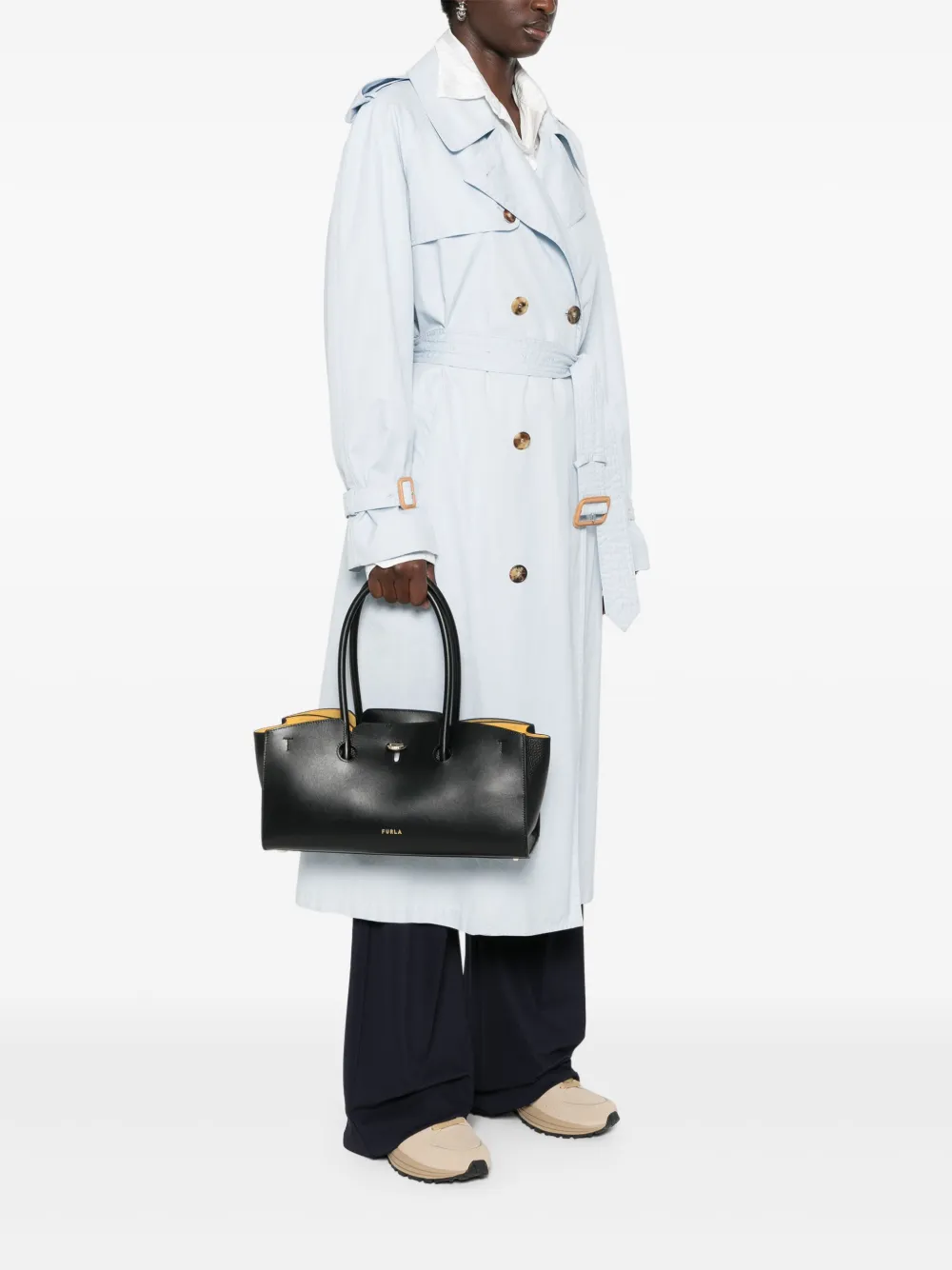 Furla Genesi leren shopper - Zwart