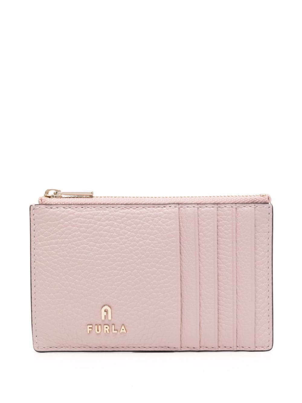 Furla Logo-plaque Leather Card Holder In Pink