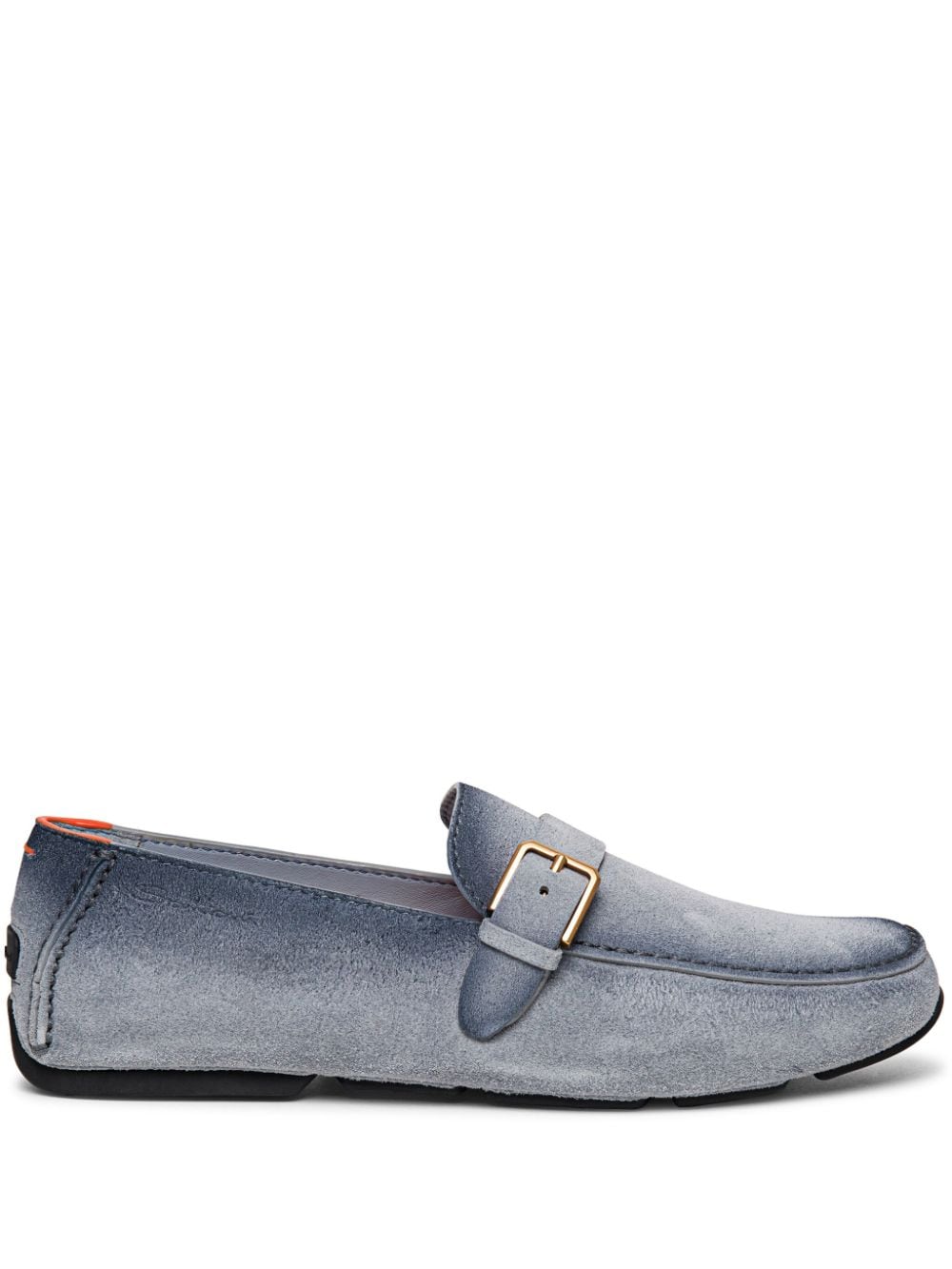 Santoni buckle-detail suede loafers Blue