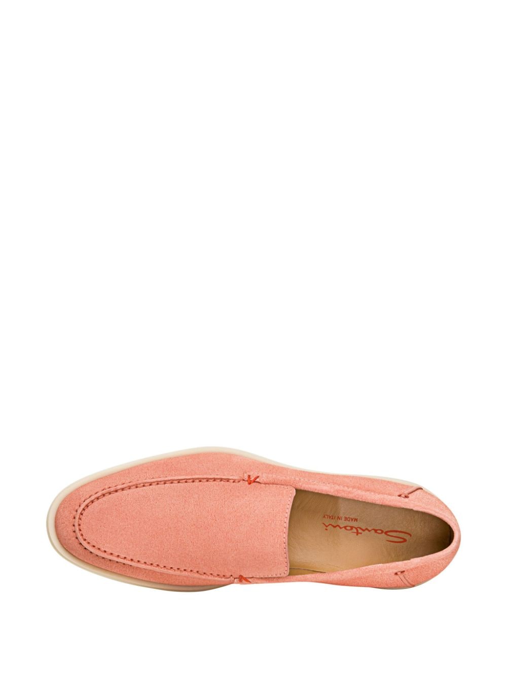 Shop Santoni Almond-toe Suede Loafers In Pink