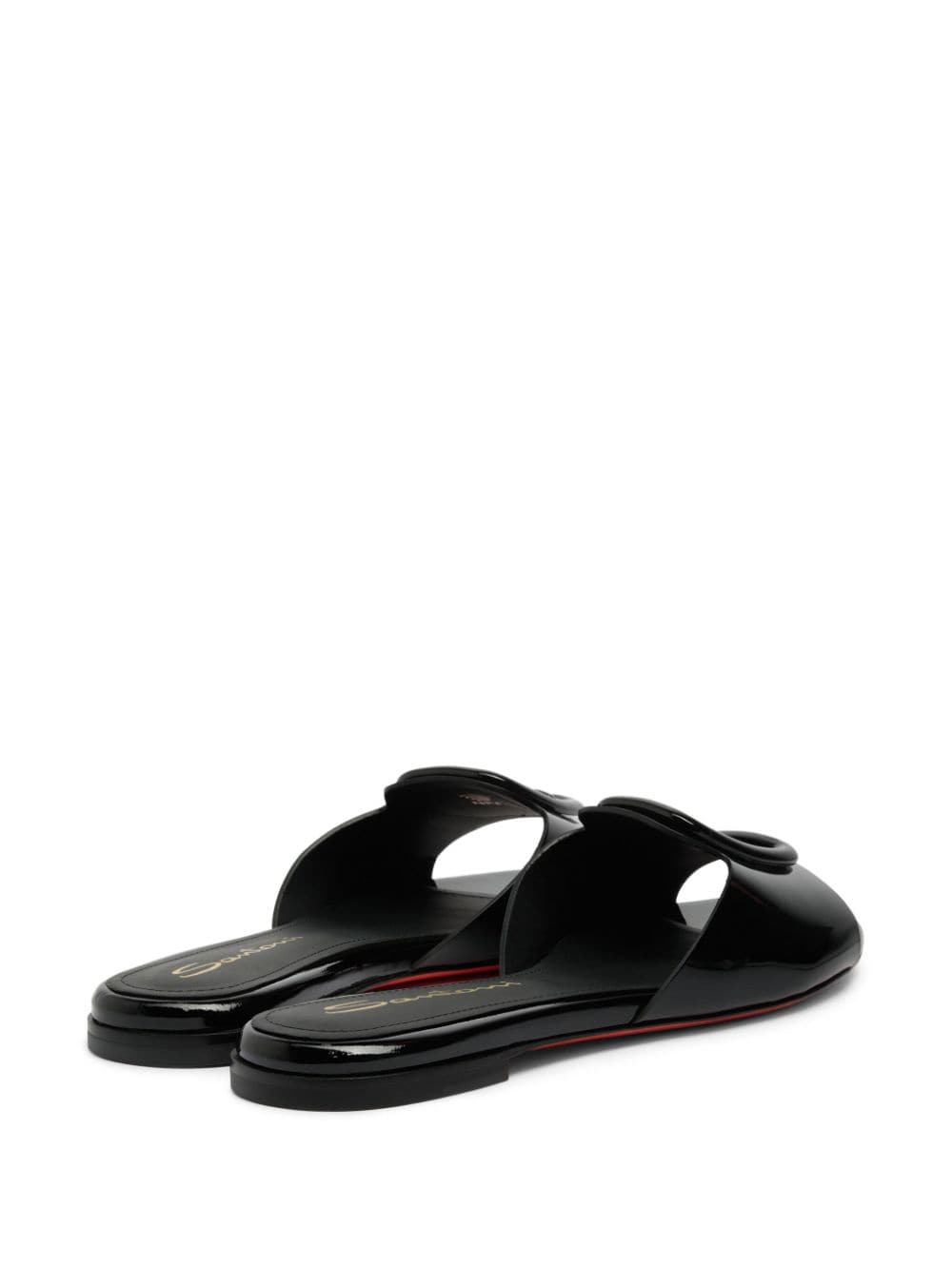 Shop Santoni Patent Leather Sandals In Black