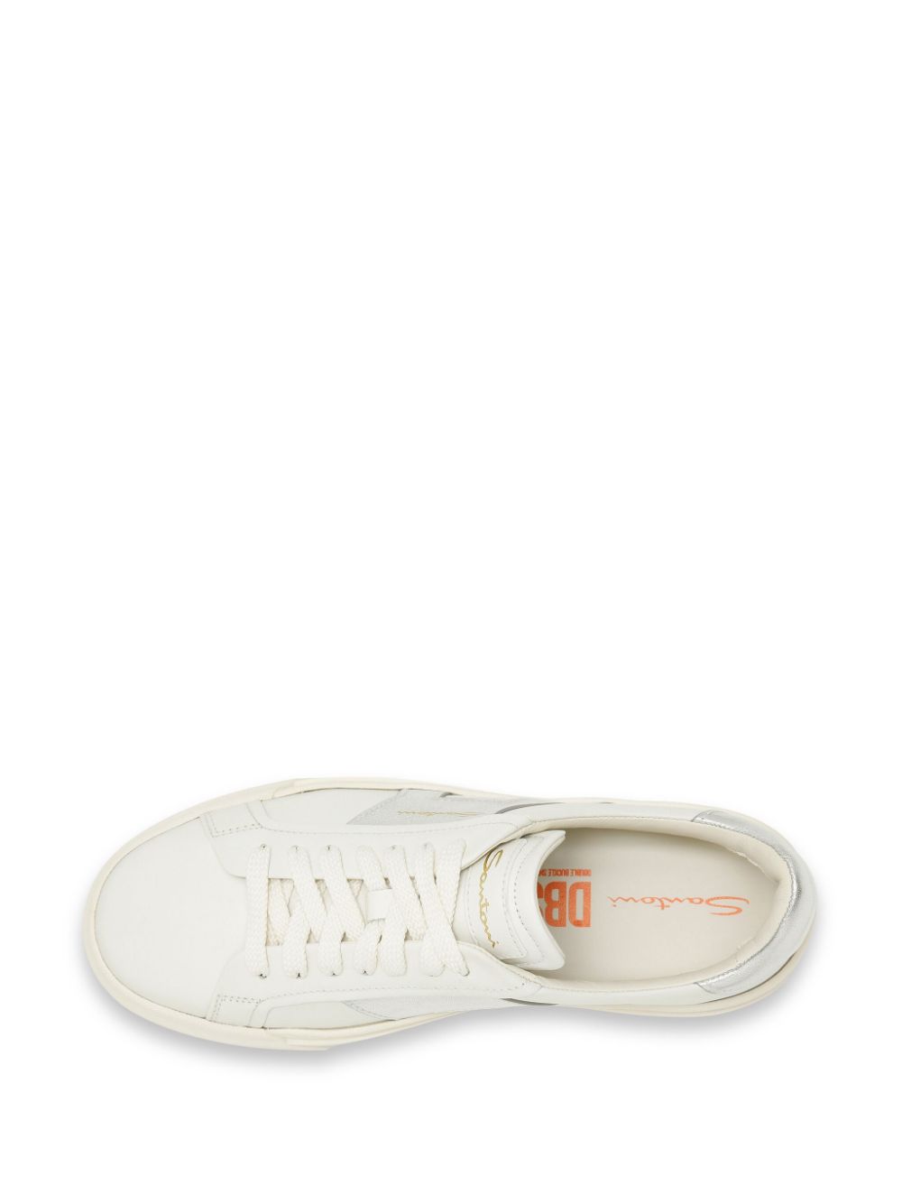 Shop Santoni Double Buckle Leather Sneakers In White