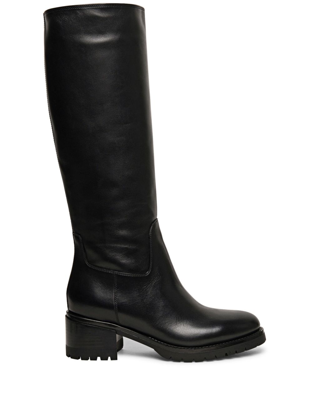 Santoni Knee-length Leather Boots In Black
