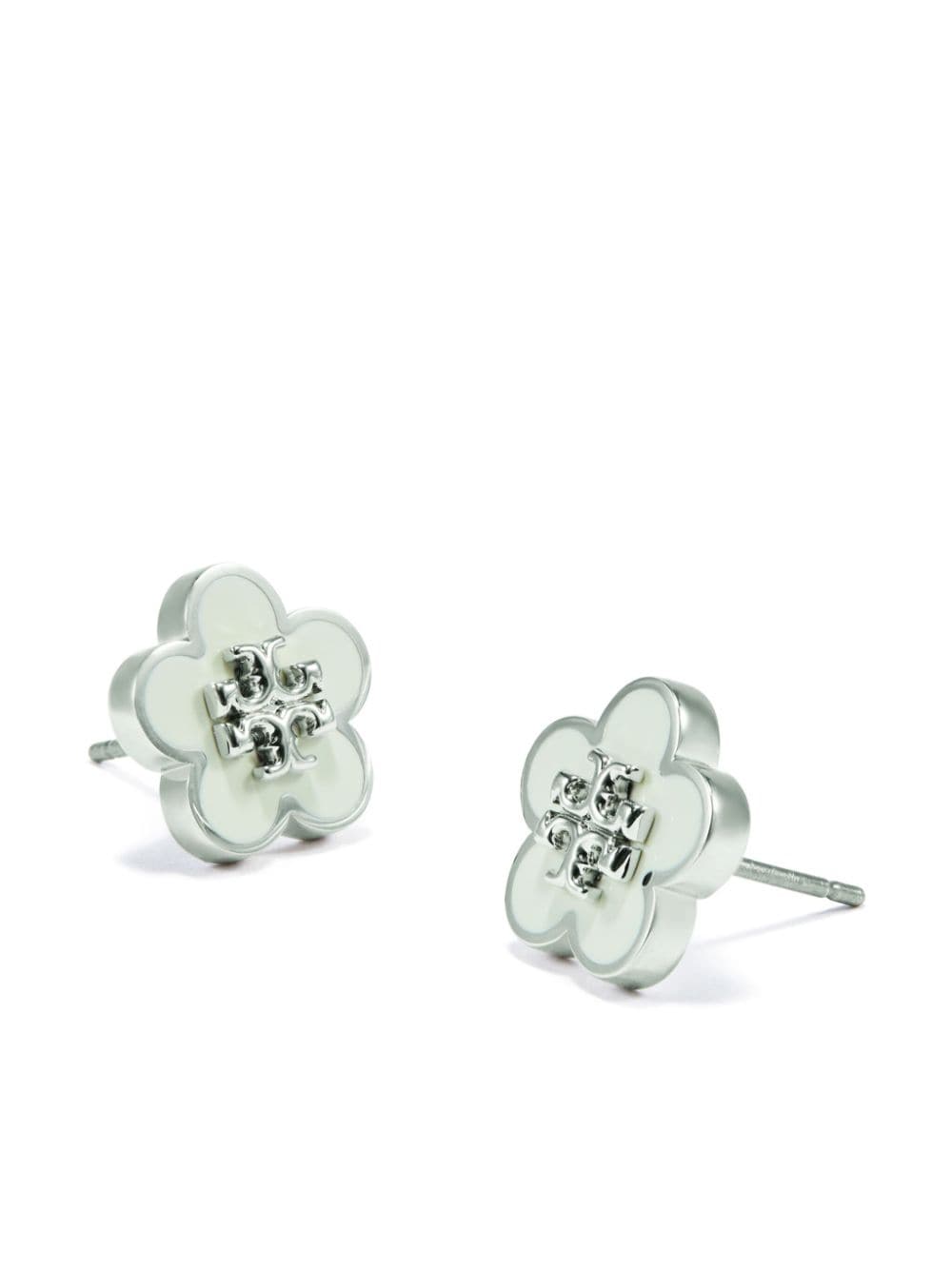 Shop Tory Burch Kira Flower Stud Earrings In Silver