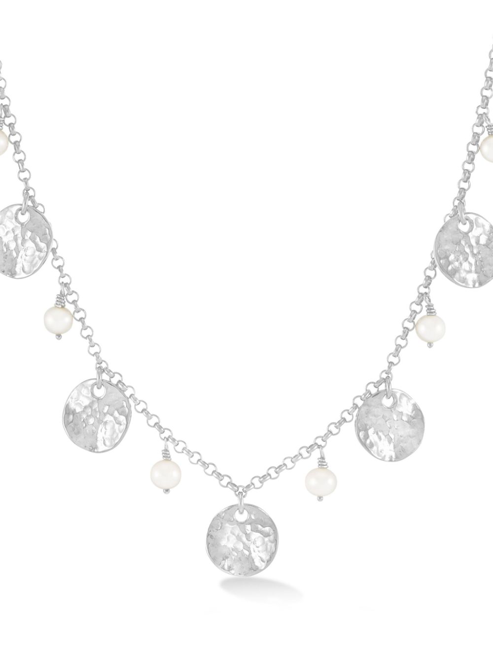 DOWER AND HALL white pearl and disc collar necklace - Silver