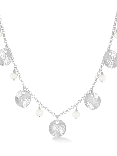 DOWER AND HALL white pearl and disc collar necklace