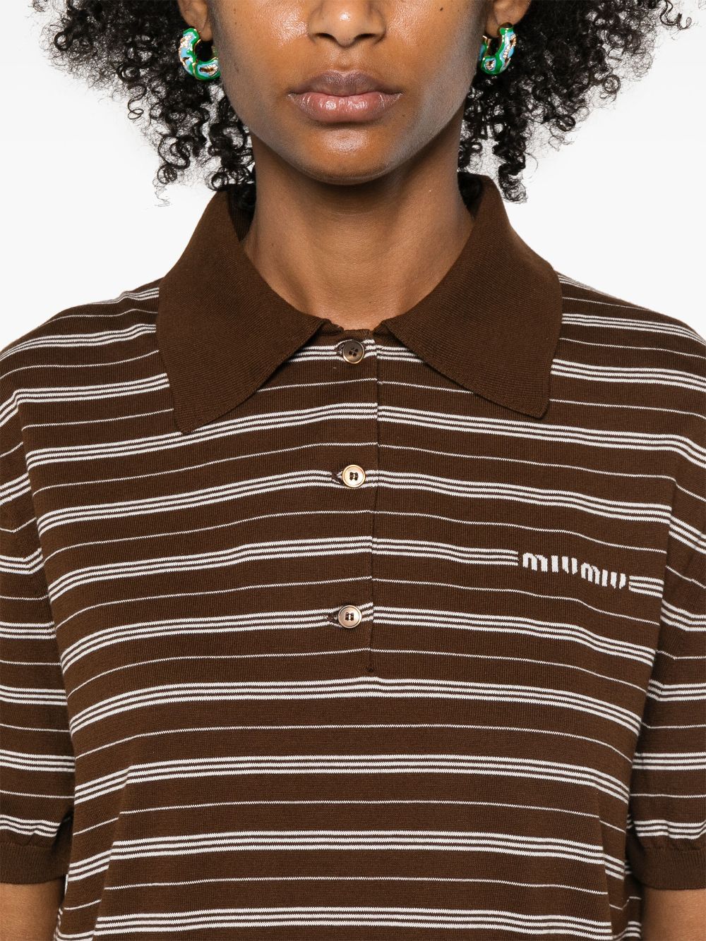 Affordable Miu Miu striped knitted polo top Women