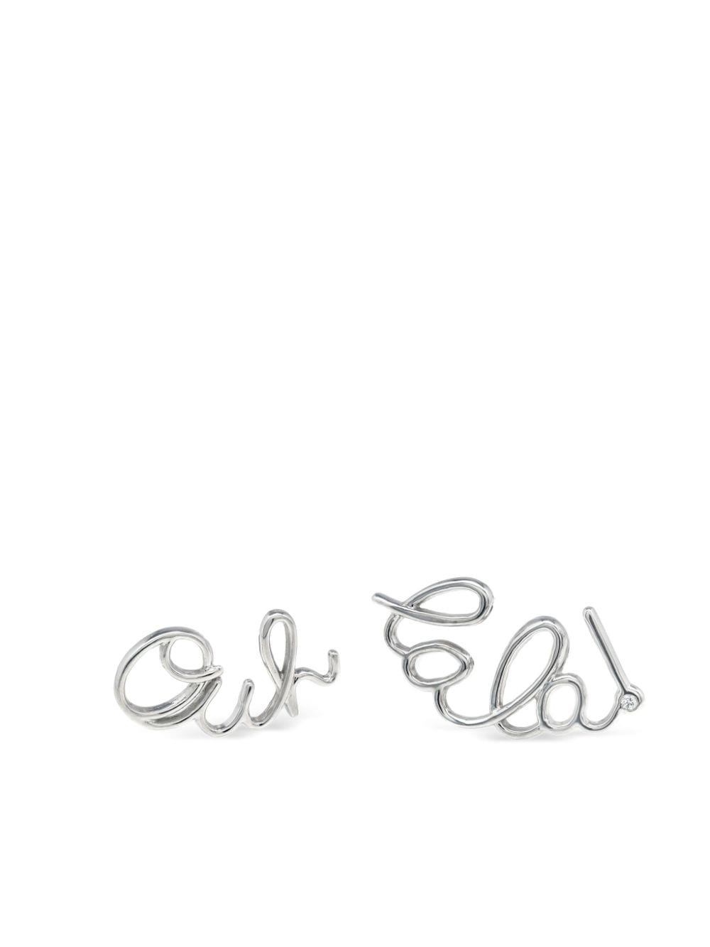 Lily Gabriella 18kt White Gold Ouh Lala Stud Earrings In Silver
