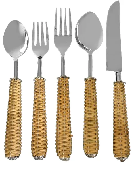 Les-Ottomans Rattan cutlery set (set of five) 