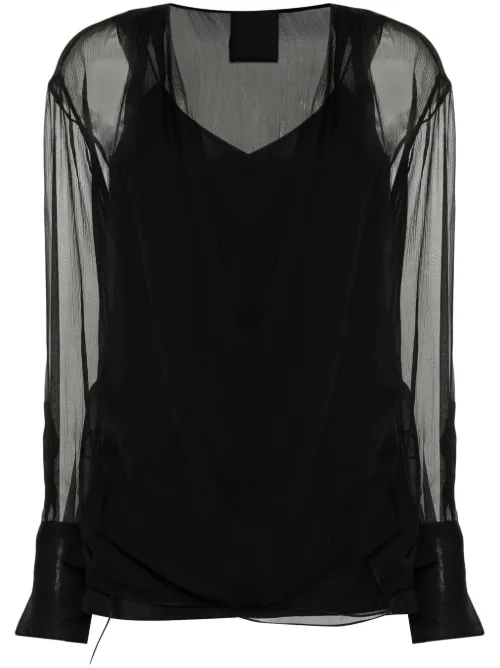 Blouse cache-cœur en soie à manches longues - Givenchy - Modalova
