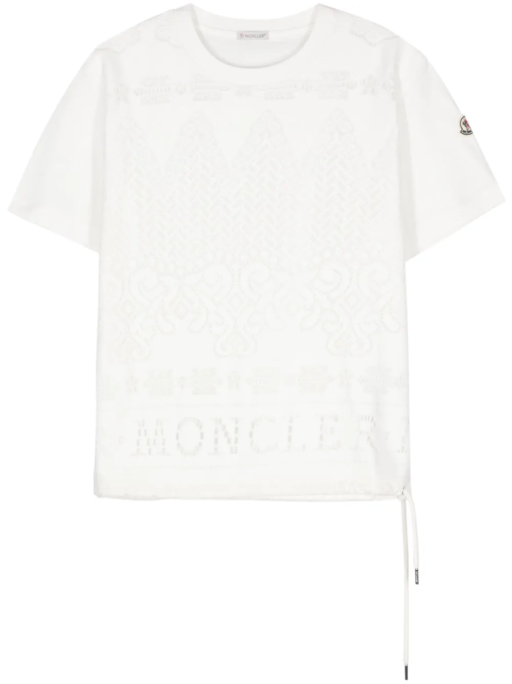 Moncler Katoenen T-shirt met kanten vlak Wit