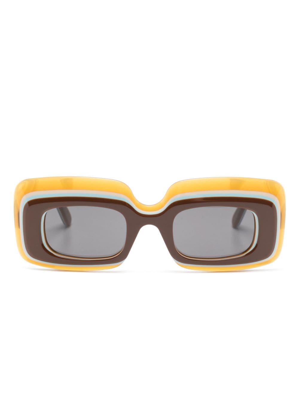 Loewe Multilayer Rectangle-frame Sunglasses In Brown
