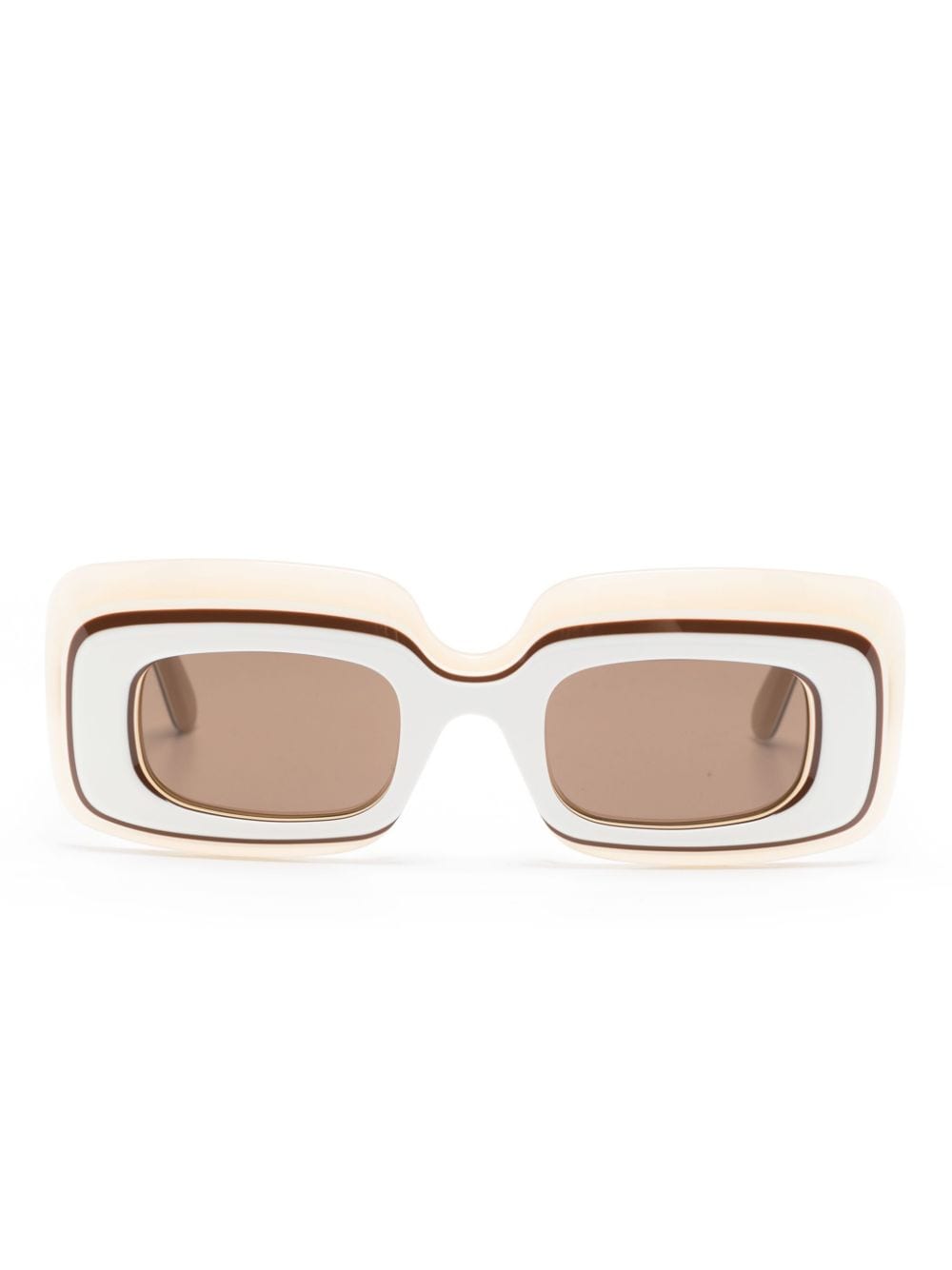 Loewe Multilayer Rectangle-frame Sunglasses In Brown